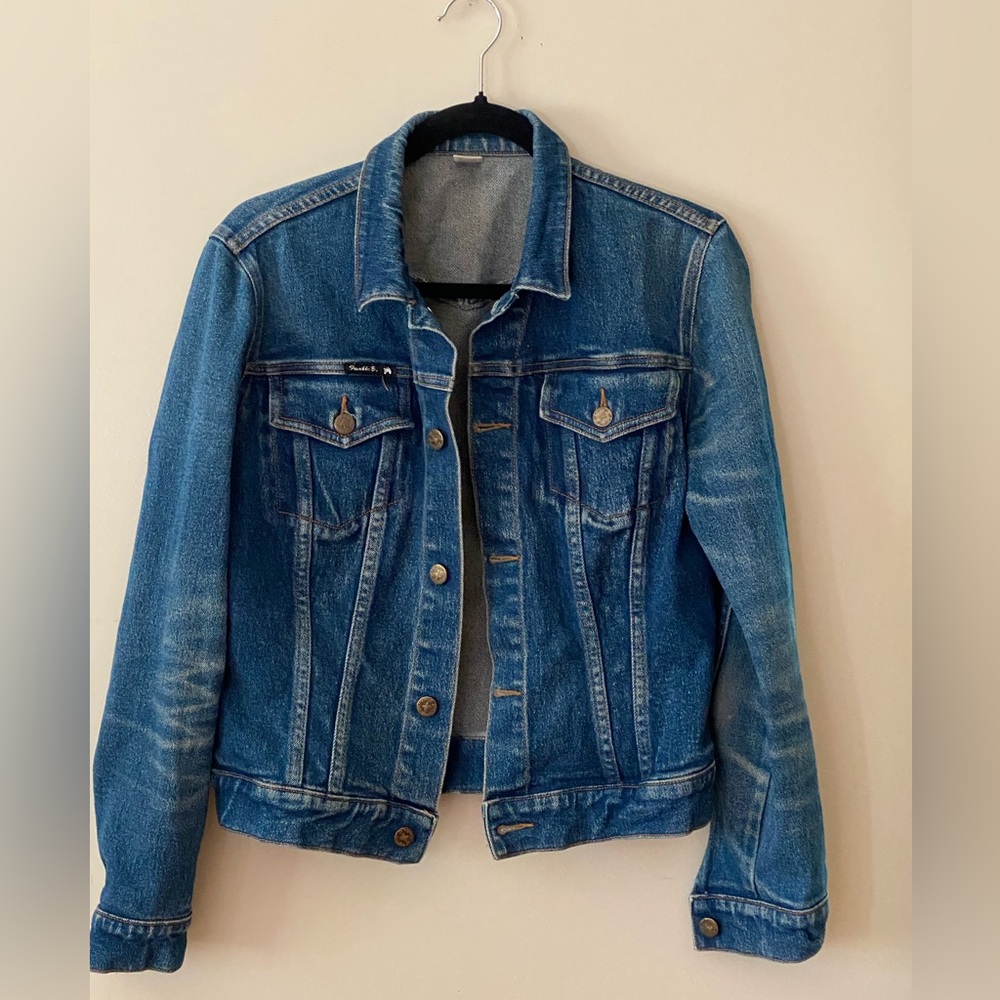 Frankie B. Women's Western Vintage Denim Jacket Stretch Sz S
